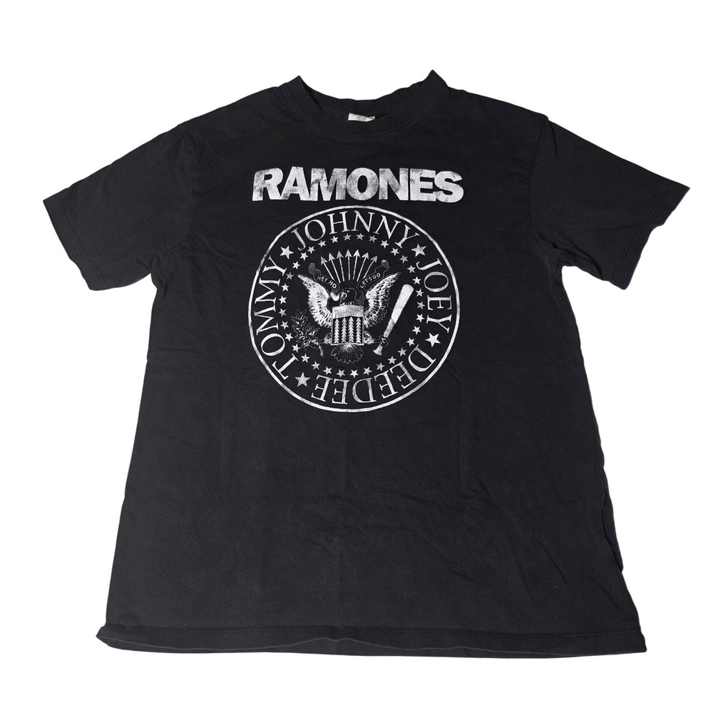 H&M L.O.G.G. Ramones Graphic T-Shirt Black Cotton Presidential Seal Size XS